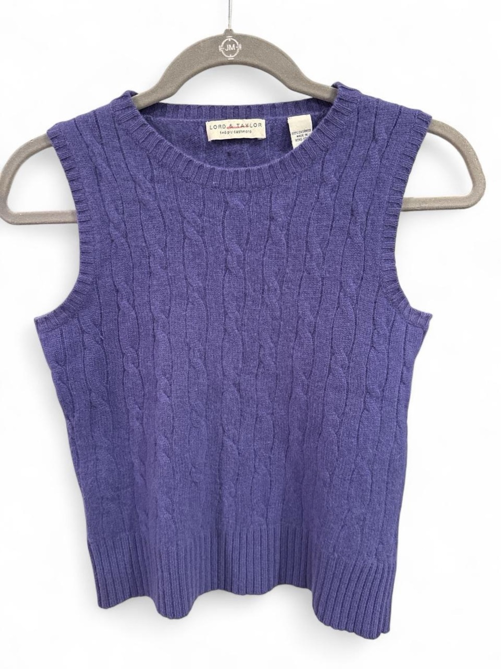 Lord & Taylor Purple Cable Knit Sleeveless Sweater Vest